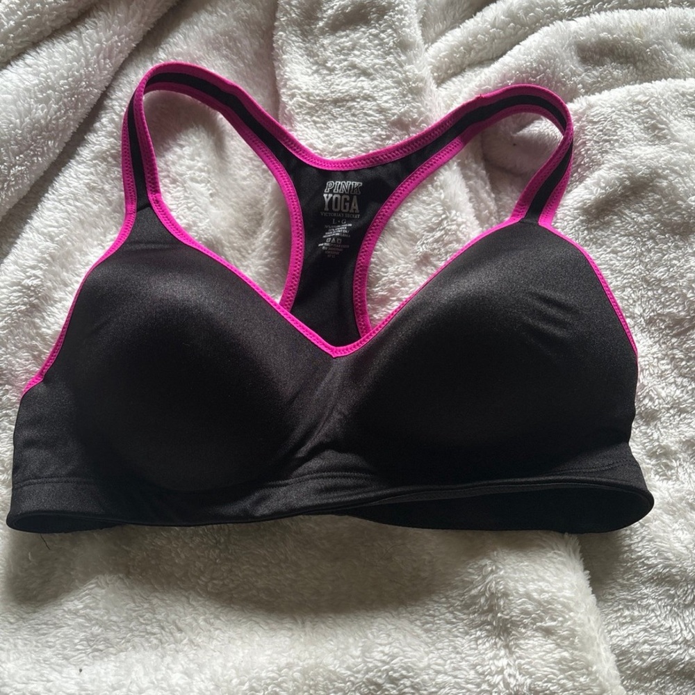 Pink yoga sports bra